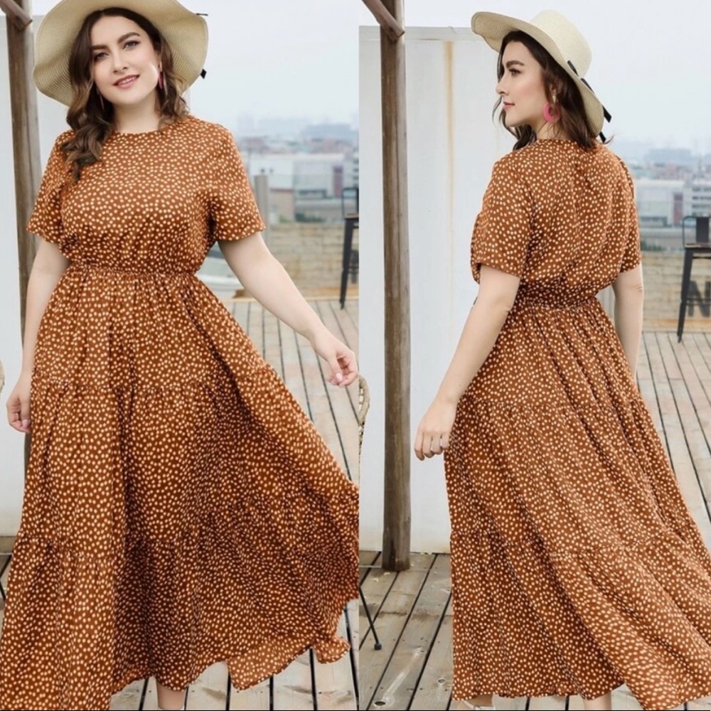 Boho plus size dot swing maxi dress - Picture 2 of 12